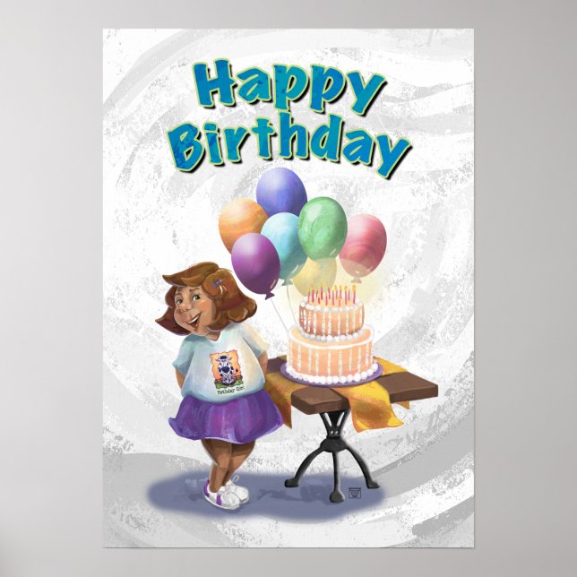 Colorful Balloon Birthday Girl Poster (Front)
