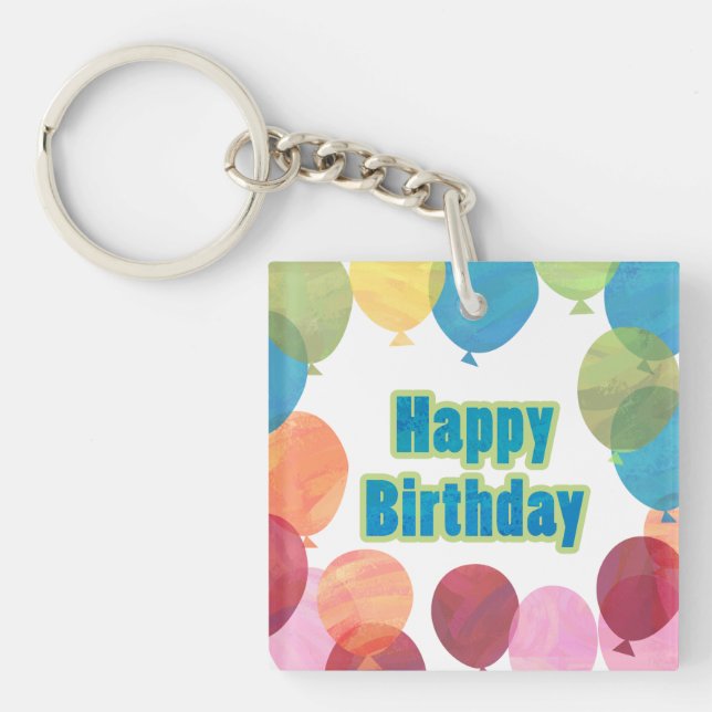 Colorful Balloon Birthday Keychain (Front)