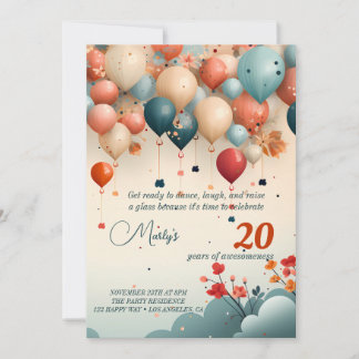 Colorful Balloon Birthday Party Invitation