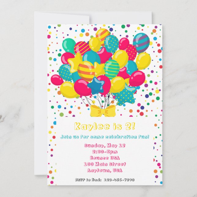 Colorful Balloon Birthday Party Invitation (Front)