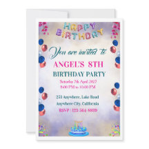 Colorful Balloon Birthday Party Invitations