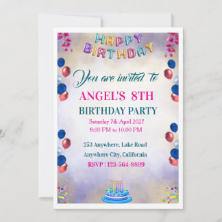 Colorful Balloon Birthday Party Invitations