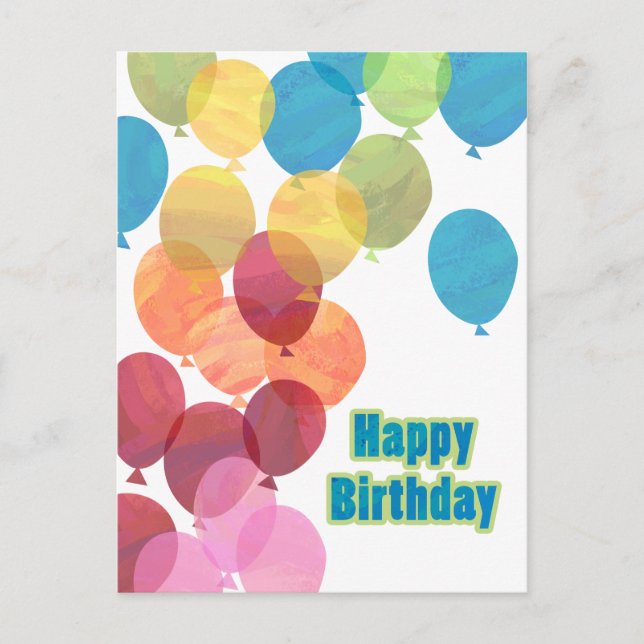 Colorful Balloon Birthday Postcard (Front)