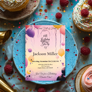 Colorful Balloon Birthday with Adorable Capybara Invitation