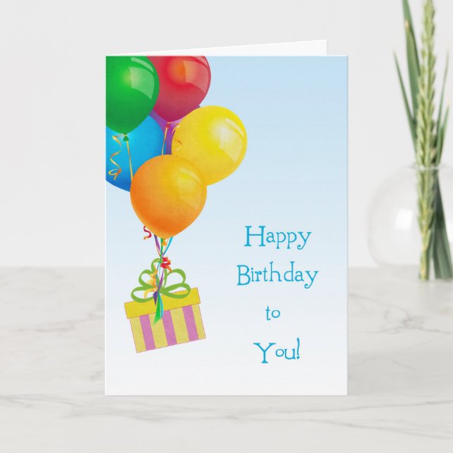 Colorful Balloon Bouquet, Gift, Birthday Card (Front)