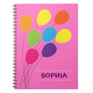 Colorful Balloon Bouquet Personalized Girls Notebook
