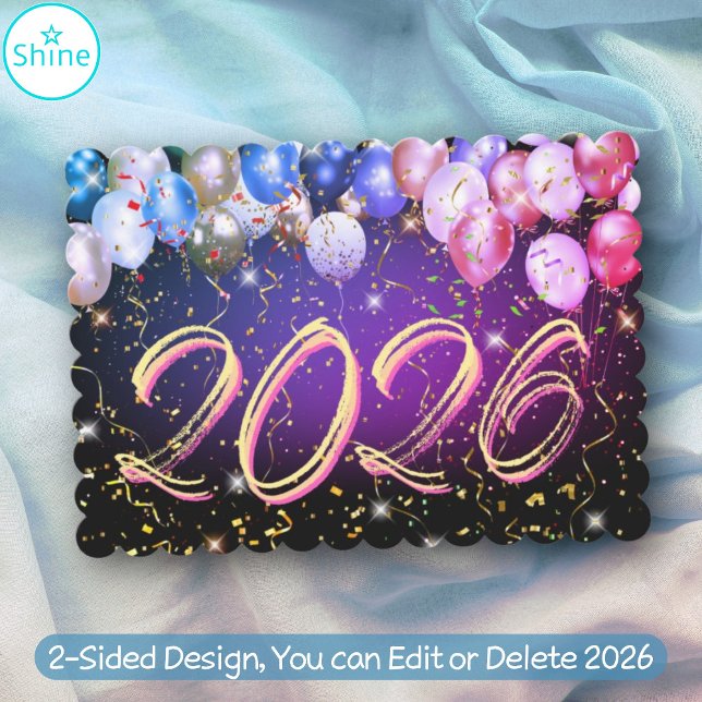 Colorful Balloon Confetti New Year Eve Celebration Holiday Card (Creator Uploaded)