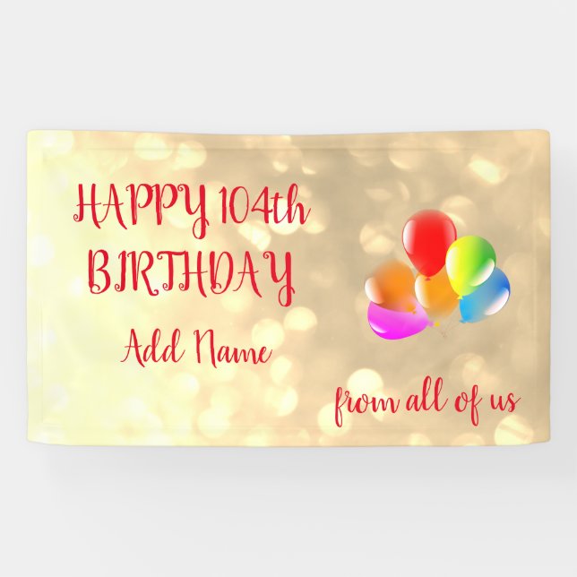 Colorful balloon design Happy 104th Birthday Banner (Horizontal)