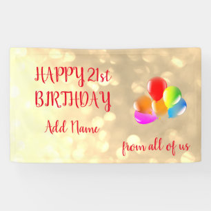 Colorful balloon design Happy 21st Birthday Banner