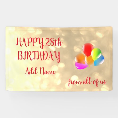 Colorful balloon design Happy 28th Birthday Banner