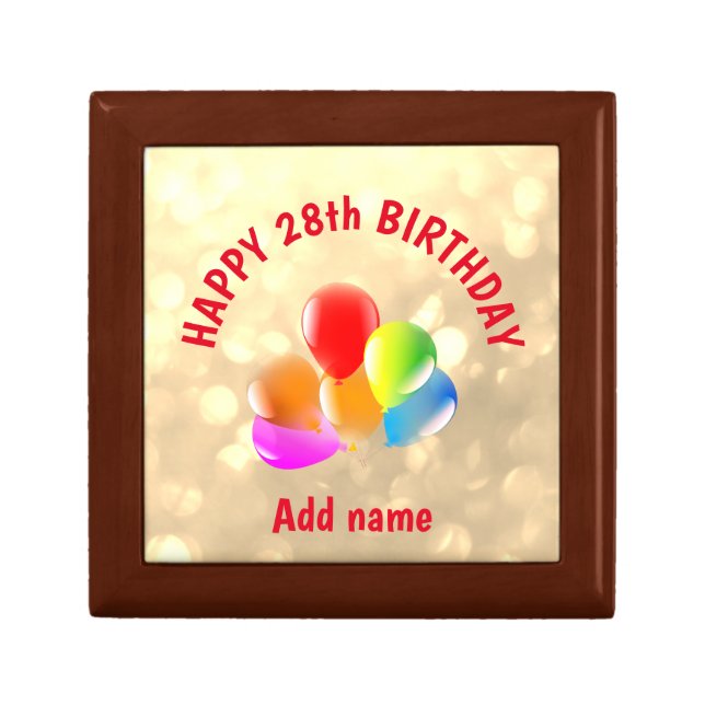Colorful Balloon design Happy 28th Birthday Gift Box (Front)