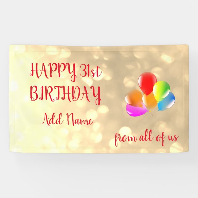 Colorful balloon design Happy 31st Birthday Banner (Horizontal)