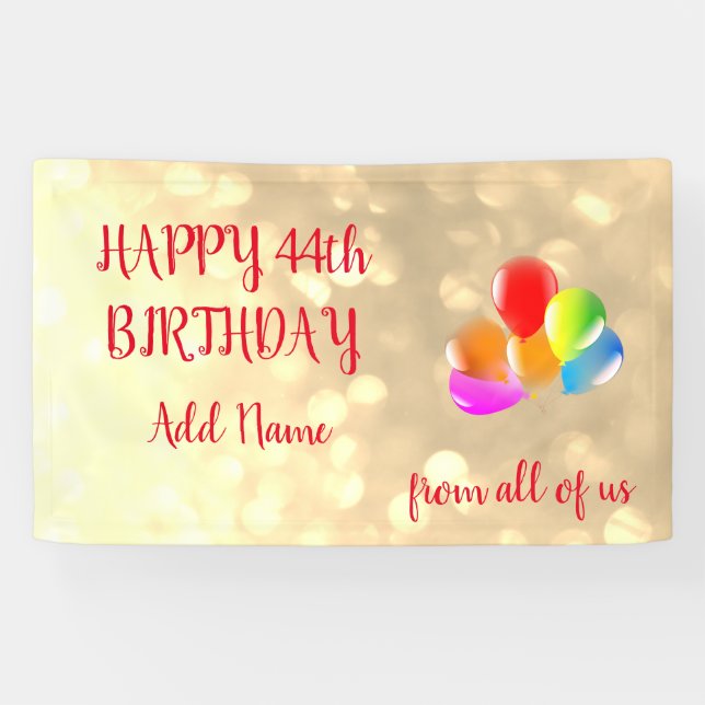 Colorful balloon design Happy 44th Birthday Banner (Horizontal)