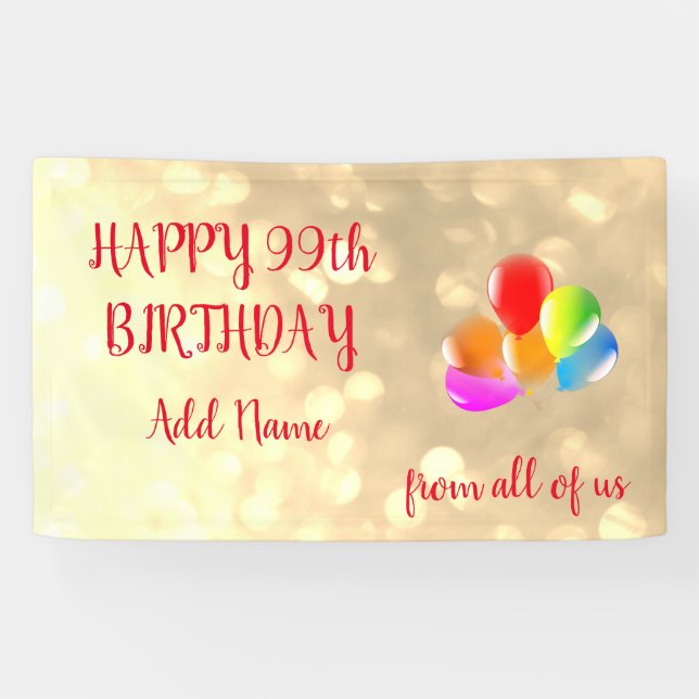 Colorful balloon design Happy 99th Birthday Banner (Horizontal)