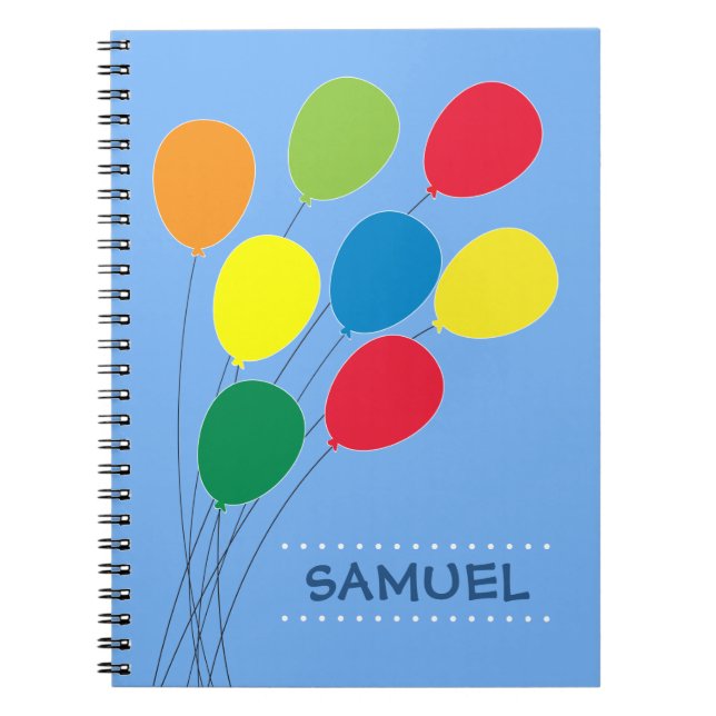 Colorful Balloon Grouping Personalized Boys Notebook (Front)