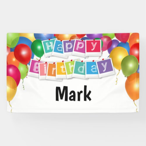 Colorful Balloon Happy Birthday  Banner