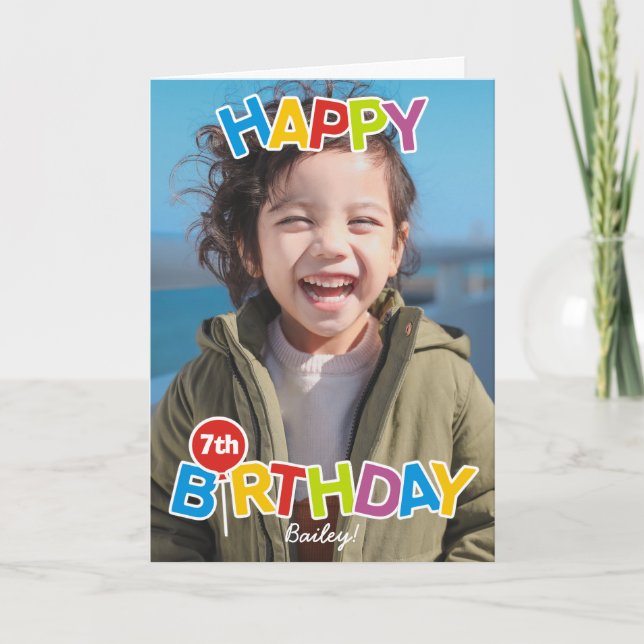 Colorful Balloon Happy Birthday Card Any Age (Front)