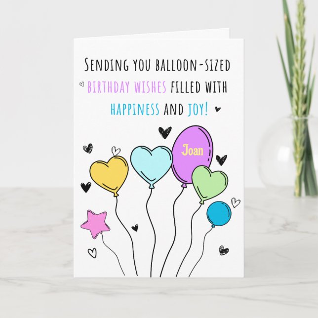 Colorful Balloon Happy Birthday Greeting Card (Front)