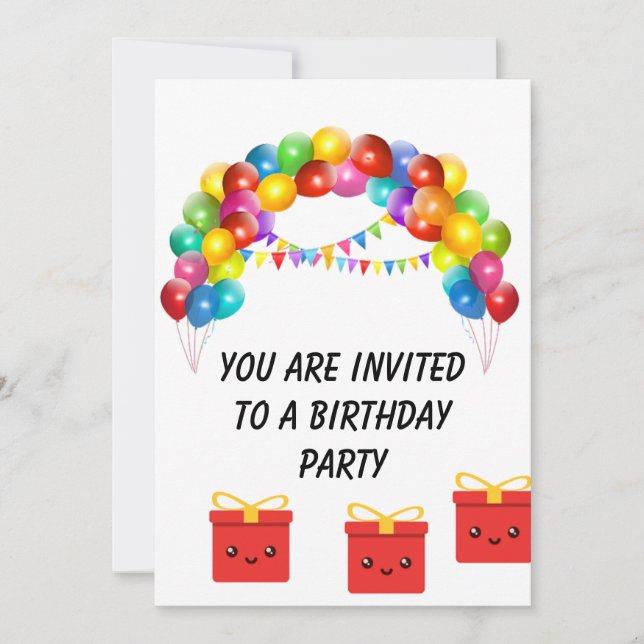 Colorful balloon  invitation (Front)
