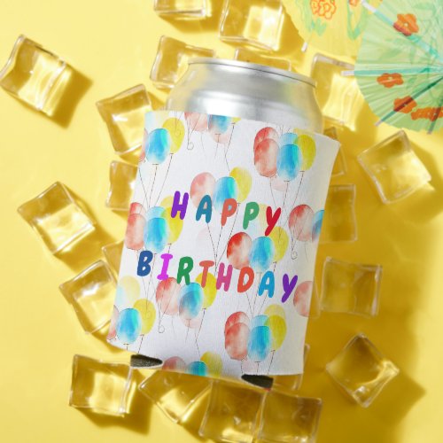 Colorful Balloon Letters Happy Birthday Party  Can Cooler