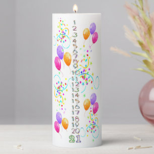 Colorful Balloons 21 Countdown Birthday Candle