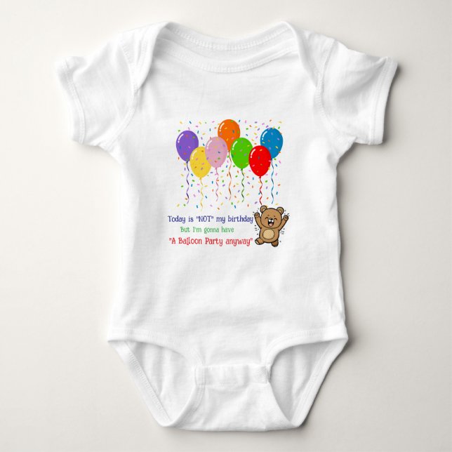Colorful Balloons & A Happy Bear Baby Bodysuit (Front)