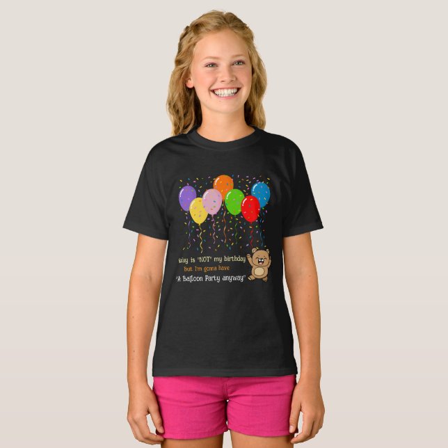 Colorful Balloons & A Happy Bear T-Shirt (Front Full)