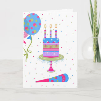 Colorful Balloons and Cake Birthday Card