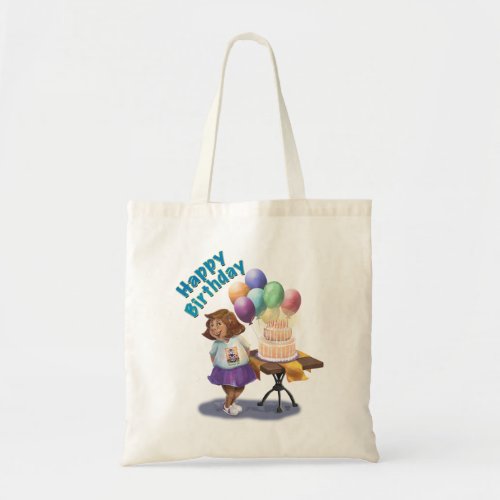 Colorful Balloons and Cake Birthday Girl Tote Bag