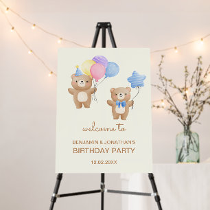 Colorful Balloons Bear Boys Joint Birthday Foam Board