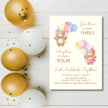 Colorful Balloons Bear Together Joint Birthday  Invitation<br><div class="desc">Joint birthday invitations featuring two cute bears with party hat and holding colorful balloons.</div>