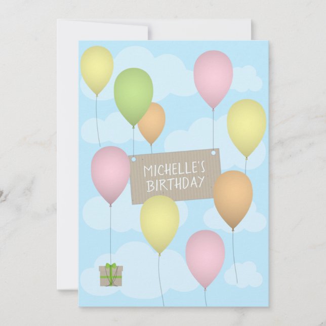 Colorful Balloons Birthday Flat Greeting Card (Front)