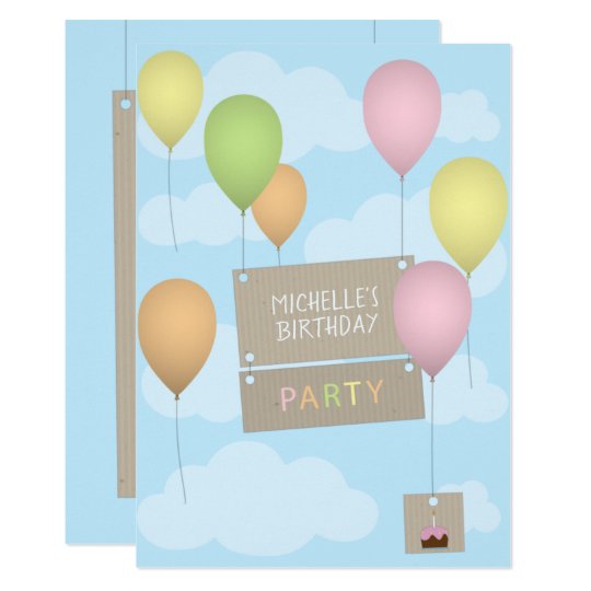 colorful balloons invitation card