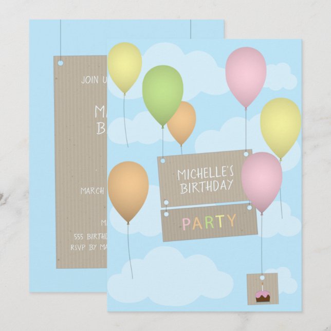 Colorful Balloons Birthday Invitation (Front/Back)