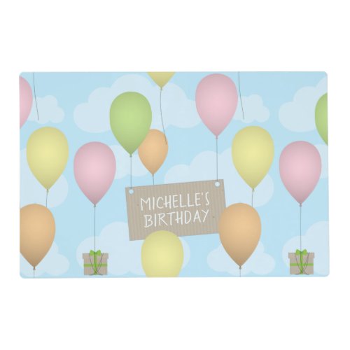 Colorful Balloons Birthday Laminated Placemat