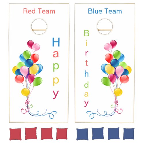 Colorful Balloons Birthday Party Cornhole Set