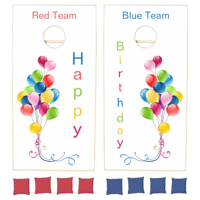 Colorful Balloons Birthday Party Cornhole Set (Set)