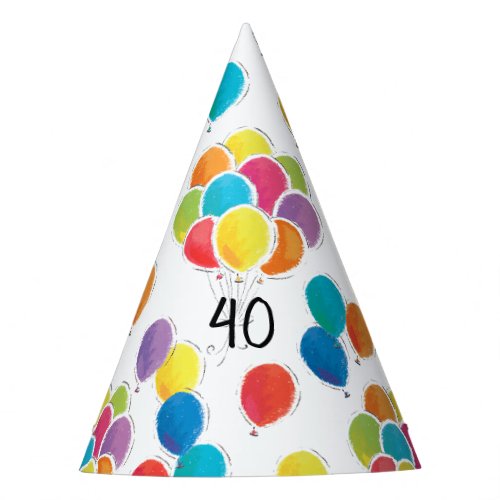Colorful Balloons Birthday Party Hat Add Age