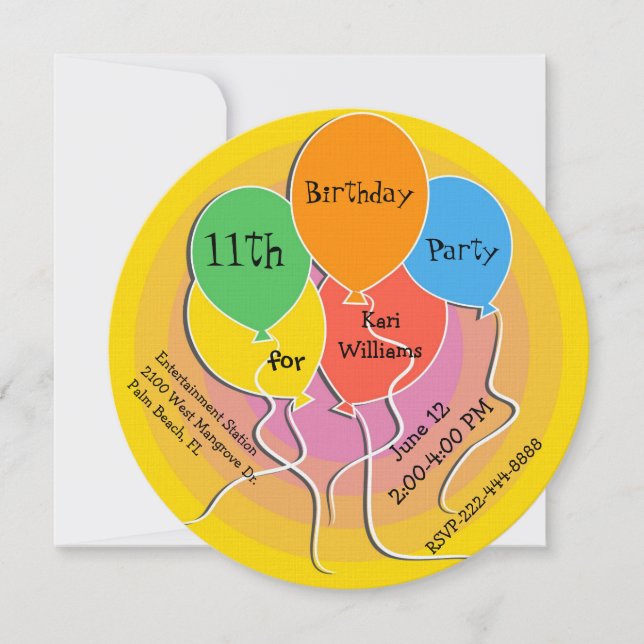 Colorful Balloons Birthday Party Invitation (Front)