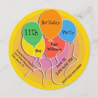 Colorful Balloons Birthday Party Invitation