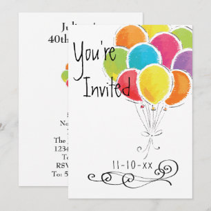Colorful Balloons Birthday Party Invitation