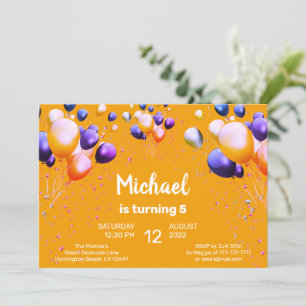 Colorful Balloons Birthday Party Invitation