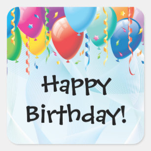 Colorful Balloons Birthday Party Sticker