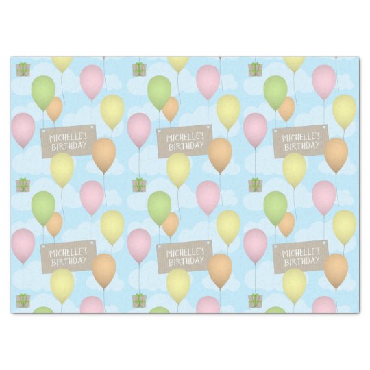 colorful balloons birthday pattern tissue paper
