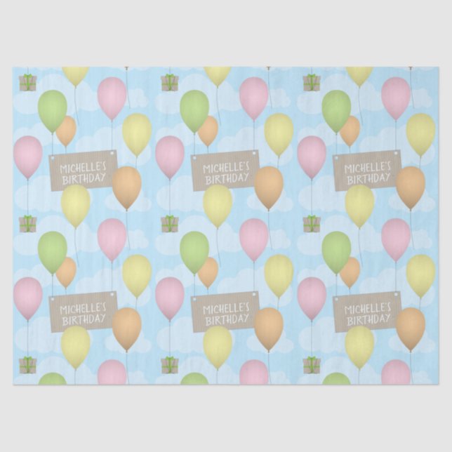 Colorful Balloons Birthday Pattern Tissue Paper (Front)
