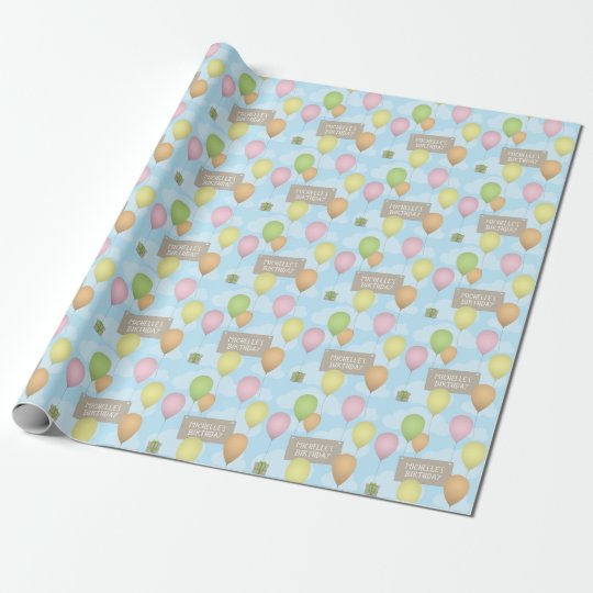 colorful balloons birthday pattern wrapping paper