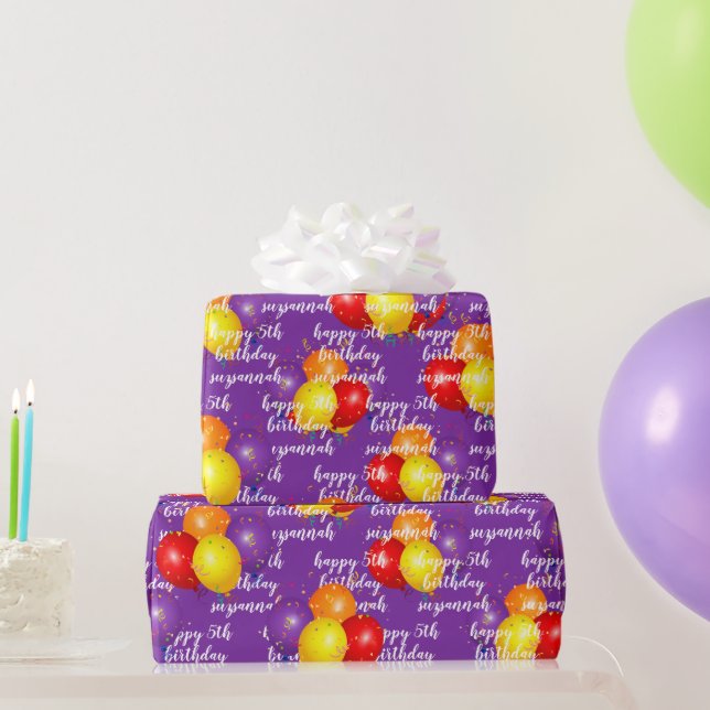 Colorful Balloons Birthday Template Message Wrapping Paper (Party Gifts)