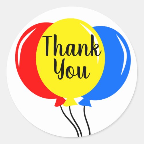 Colorful Balloons Birthday Thank You Classic Round Sticker