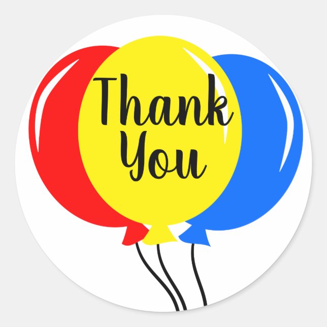 Colorful Balloons Birthday Thank You Classic Round Sticker (Front)