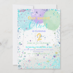 Colorful balloons boy's birthday party invitation